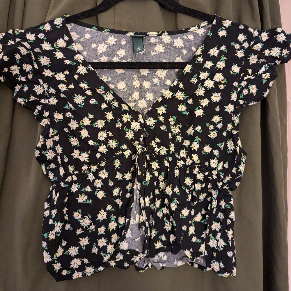 Floral Front Tie Top